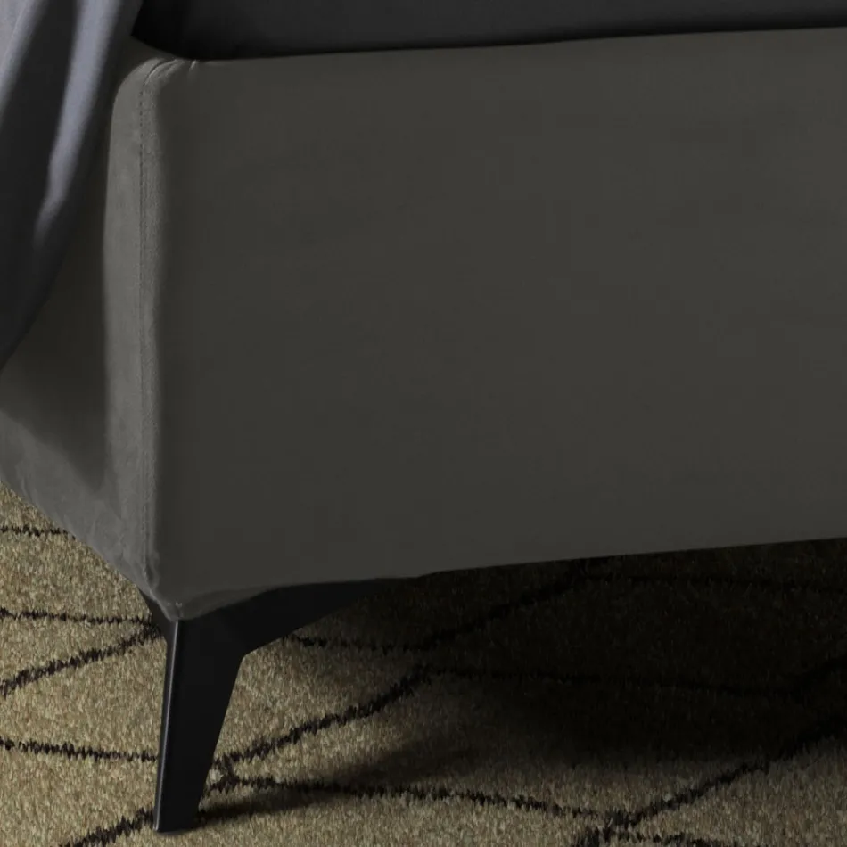 Gepolstertes Doppelbett mit Aufbewahrungsbox Made in Italy - Sonnenblume Viadurini