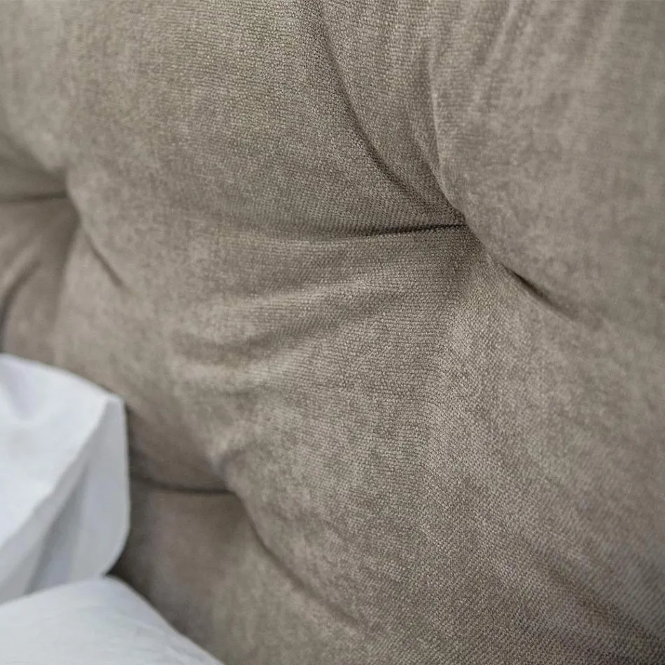 Gepolstertes Doppelbett mit Box aus Öko-Leder oder Stoff, hergestellt in Italien – Nasello Viadurini