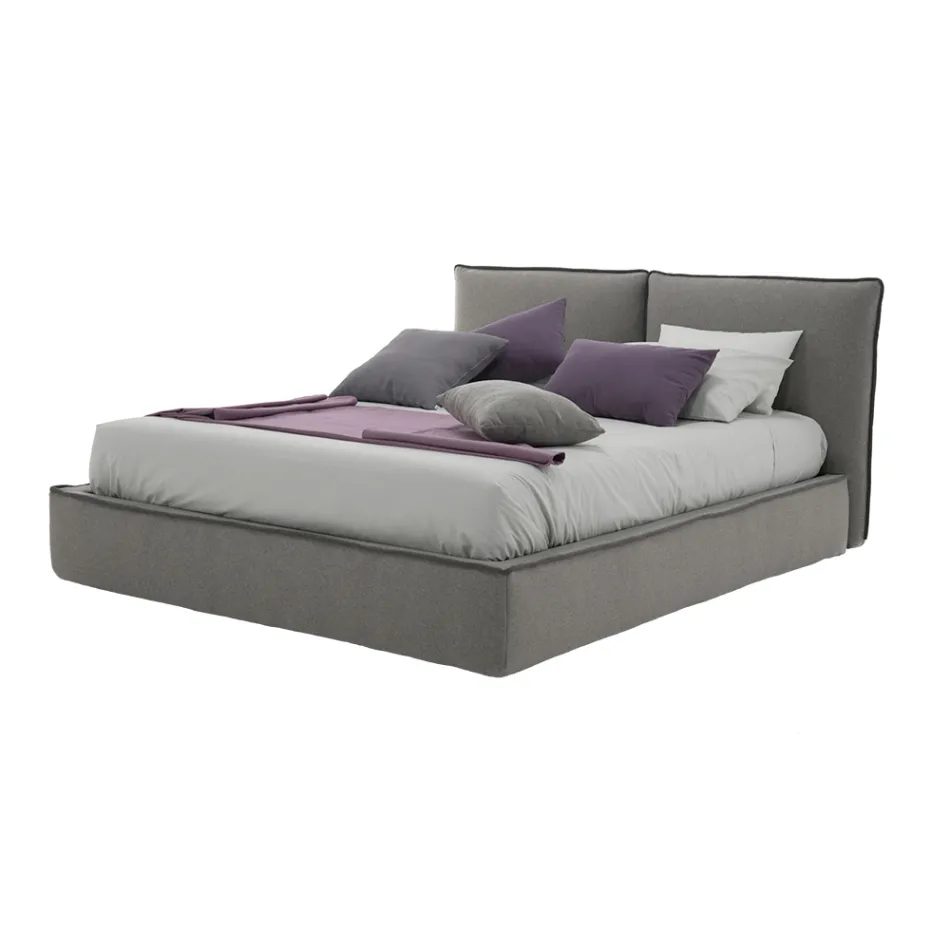 Gepolstertes Doppelbett mit Kommode aus Kunstleder oder Stoff – Notre Dame Viadurini