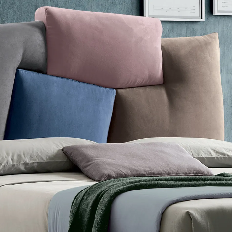 Gepolstertes Doppelbett mit Stauraum aus Stoff – Belle Viadurini