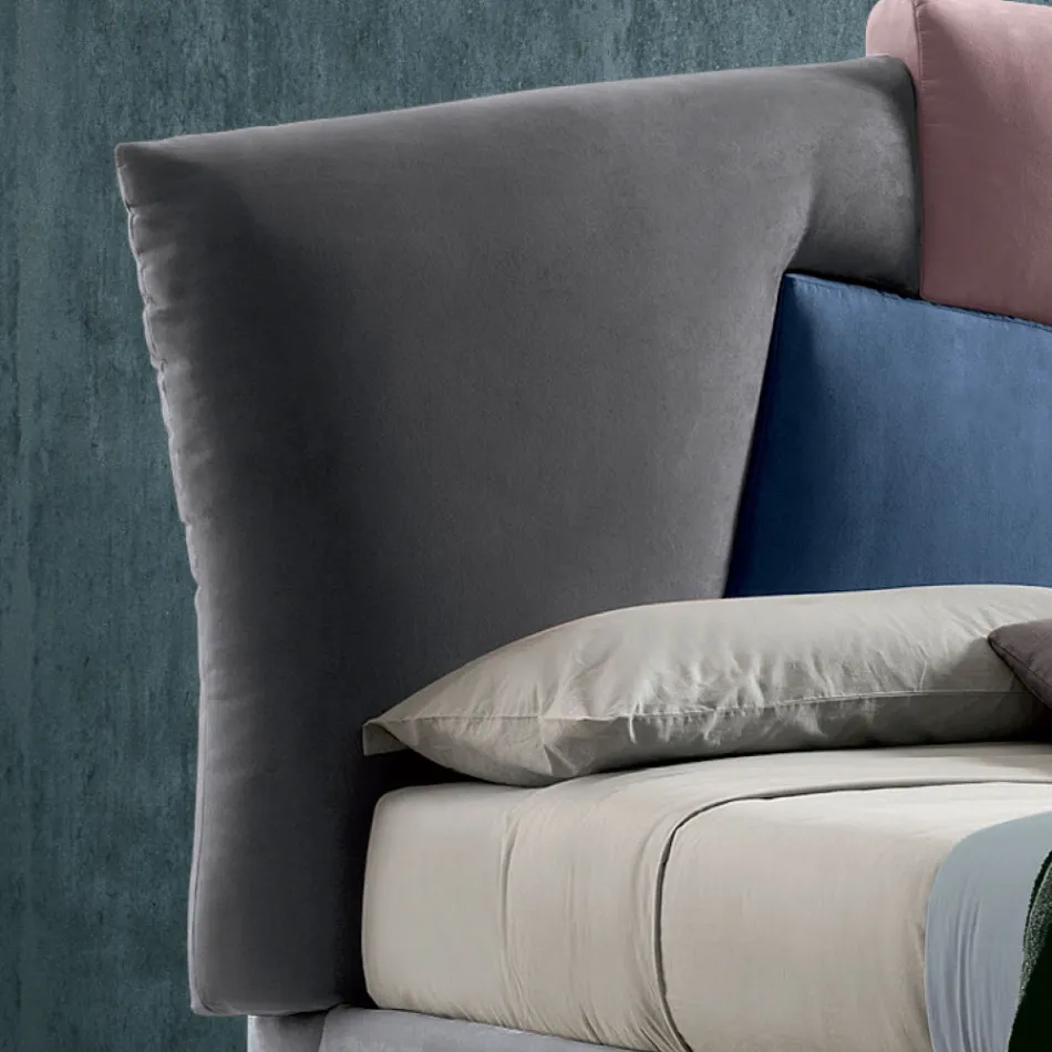 Gepolstertes Doppelbett mit Stauraum aus Stoff – Belle Viadurini