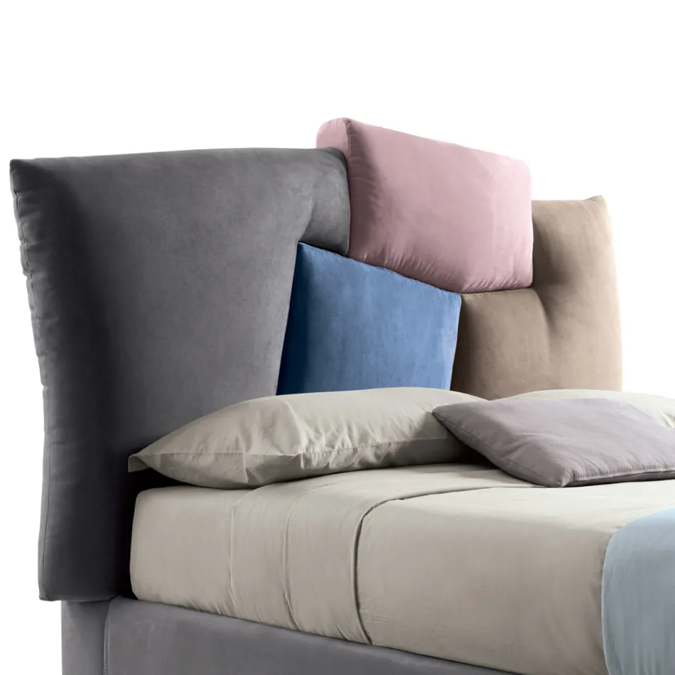 Gepolstertes Doppelbett mit Stoffaufbewahrung – Belle Viadurini