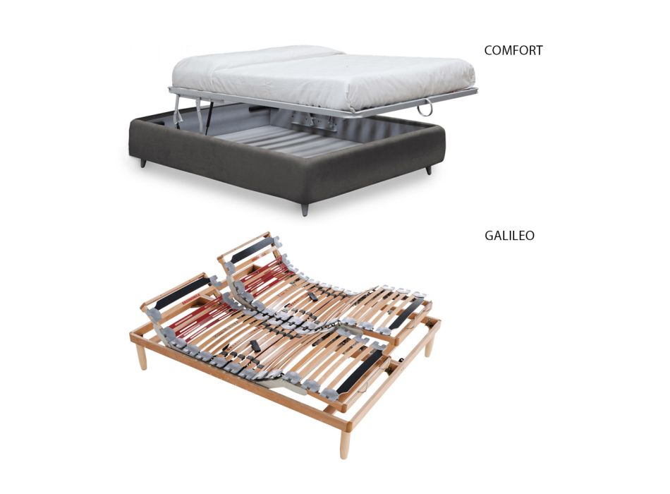 Gepolstertes Doppelbett mit optionalem Stauraum, hergestellt in Italien – Akira Viadurini
