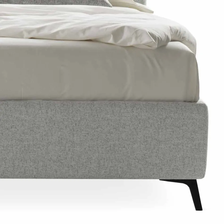 Gepolstertes Doppelbett mit Stoffbehälter Made in Italy - Pebble Viadurini