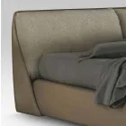 Doppelbett gepolstert und bezogen mit Stoff und Leder Made in Italy - Lula Viadurini