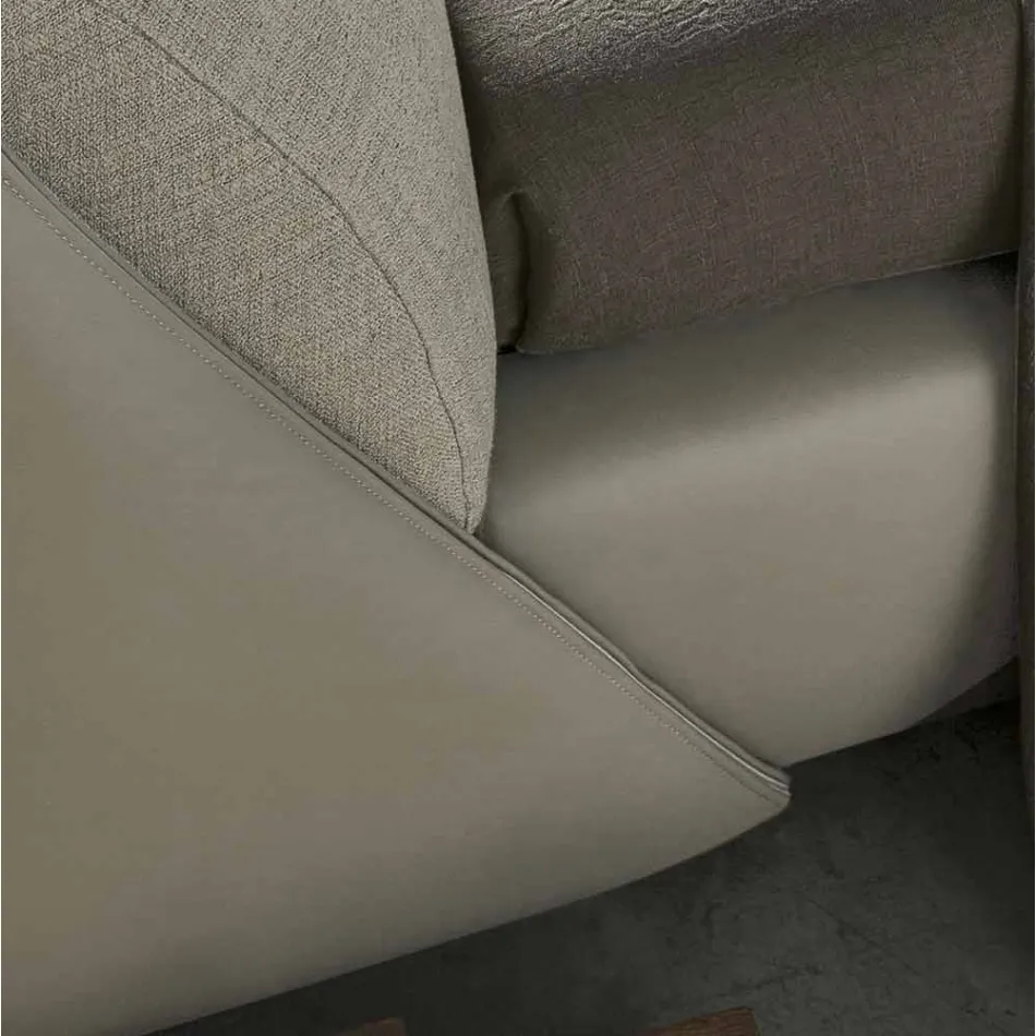 Doppelbett gepolstert und bezogen mit Stoff und Leder Made in Italy - Lula Viadurini