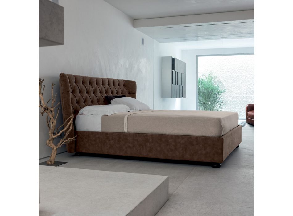 Doppelbett gepolstert mit Polyurethanschaum Made in Italy - Capriccio Viadurini