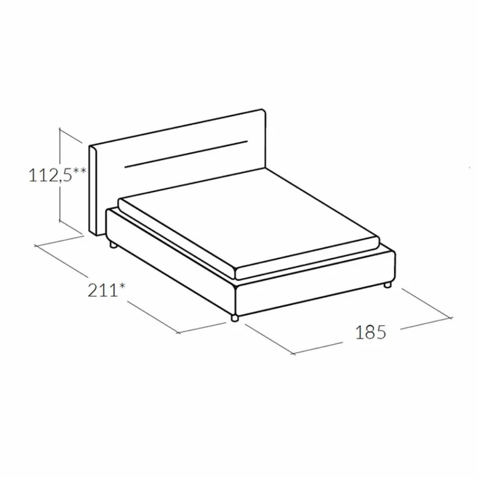Modernes gepolstertes Doppelbett mit Sonnenbox 160x190 / 200cm Viadurini