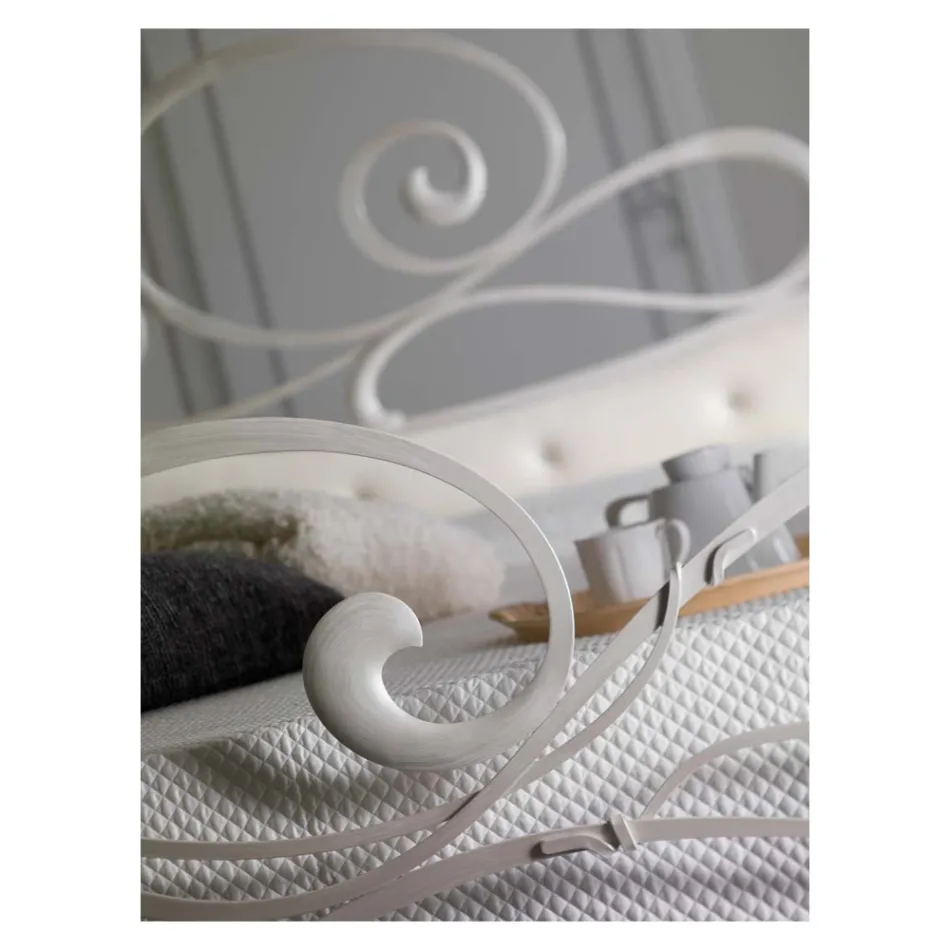 Doppelbett aus Eisen mit passendem Fußteil, hergestellt in Italien – Laser Viadurini