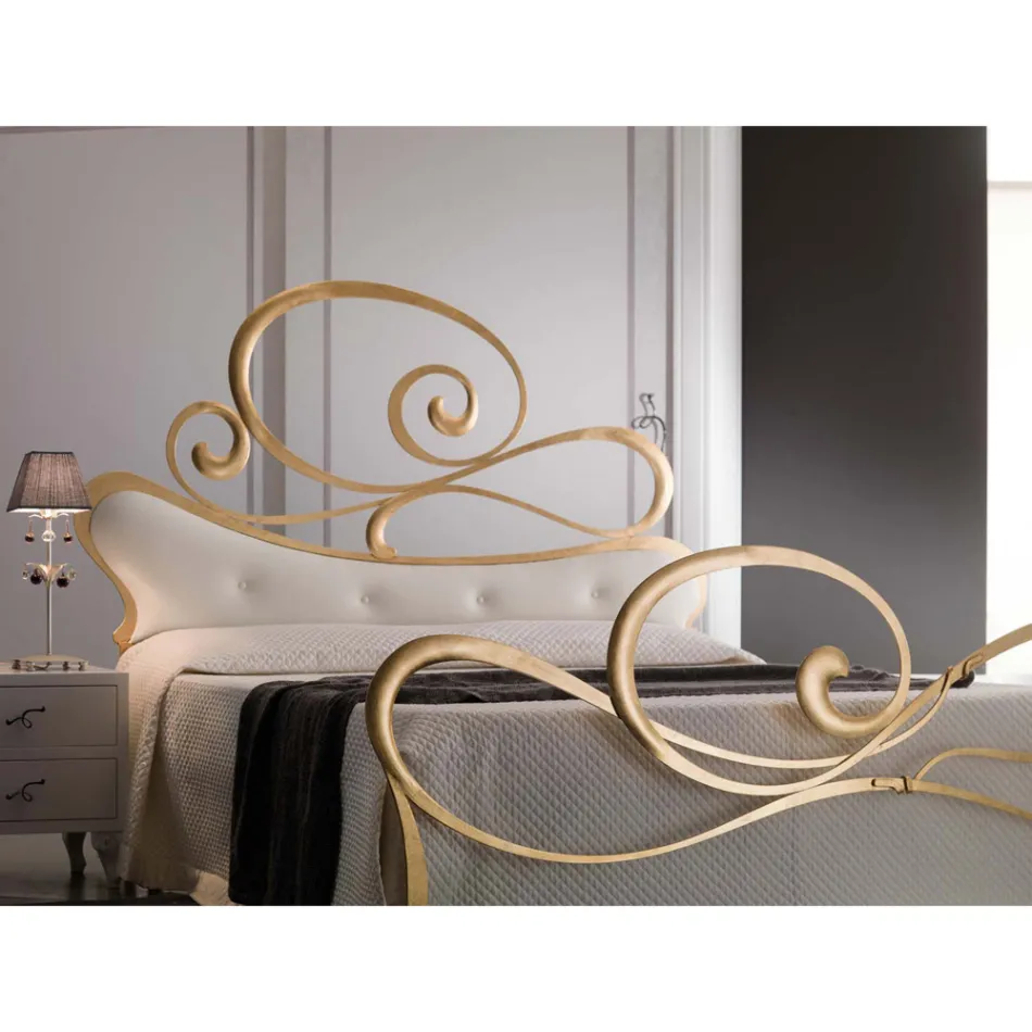 Doppelbett aus Eisen mit passendem Fußteil, hergestellt in Italien – Laser Viadurini