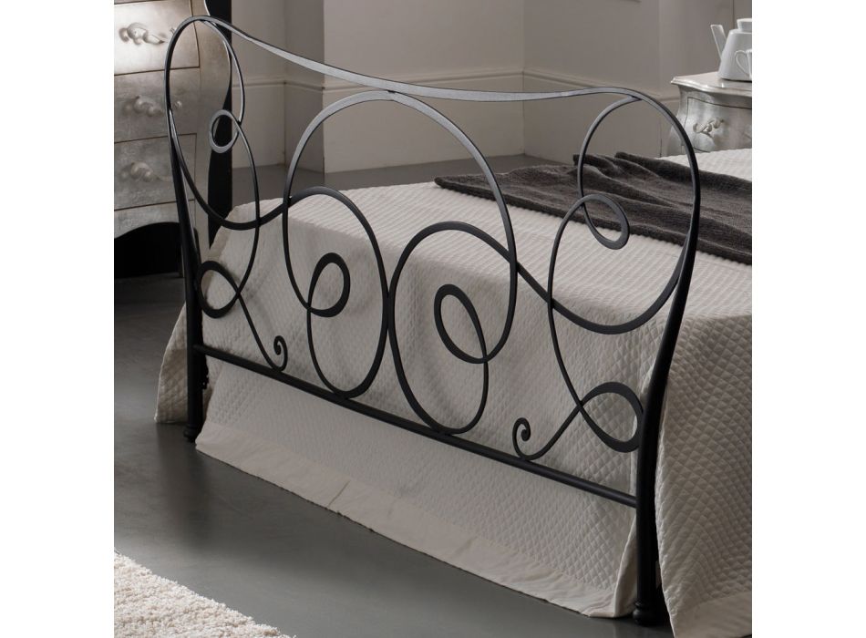 Doppelbett aus Eisen mit optionalem Fußteil, hergestellt in Italien – Lampo Viadurini
