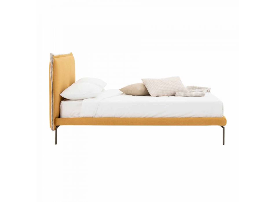 Doppelbett aus Stoff mit Metallfüßen Made in Italy - Glorio Viadurini