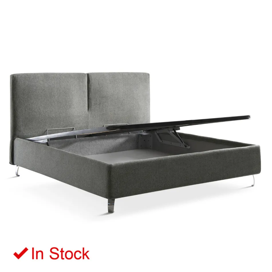 Doppelbett aus Stoff oder Samt mit Stauraum Made in Italy – Ernesto Viadurini