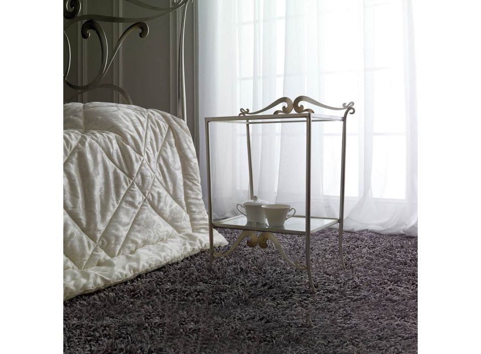 Doppelbett aus echtem Leder, komplett mit Matratze und 2 Nachttischen – King-Size-Bett Viadurini