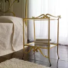 Doppelbett aus echtem Leder, komplett mit Matratze und 2 Nachttischen – King-Size-Bett Viadurini