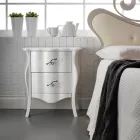 Doppelbett aus echtem Leder mit Matratze und 2 Nachttischen, hergestellt in Italien – Laser Viadurini