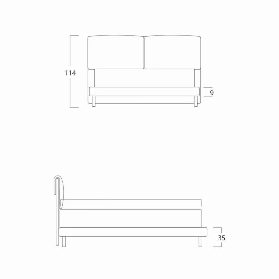 Modernes Doppelbett, dünnes Untergestell, Iorca von Bolzan Viadurini