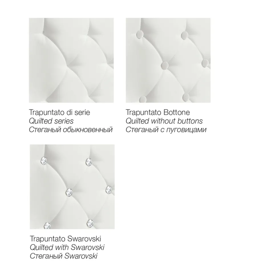 Modernes Doppelbett mit Box und gestepptem Kopfteil – London Viadurini