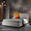 Modernes Design Doppelbett in Grau und Orange Samt - Plorifon