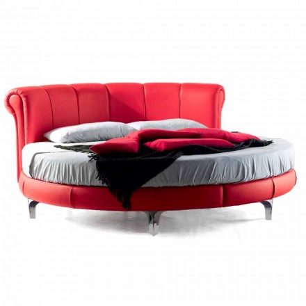 Luxus rundes modernes Doppelbett aus Kunstleder Made in Italy - Traum Viadurini