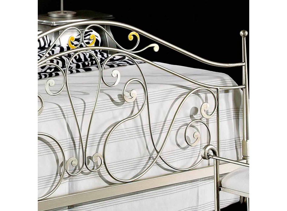 neoklassischen Doppelbett in voller handgeschmiedeten Eisen Jessica Viadurini