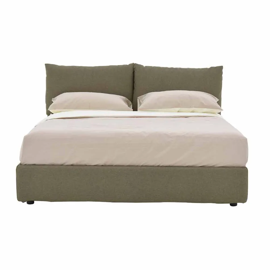 Doppelbett aus Stoff gepolstert mit schwarzen Füßen Made in Italy - Bandola Viadurini