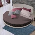 Rundes Design Doppelbett mit Stoffbezug, Made in Italy - Rello