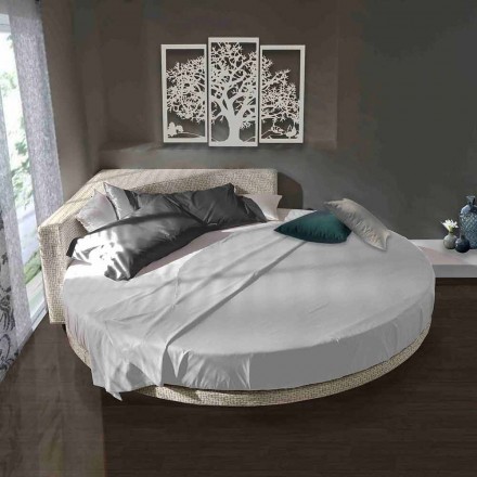 Modernes rundes Doppelbett mit eckigem Kopfteil Made in Italy - Tima Viadurini