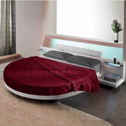 Rundes Doppelbett bezogen in Made in Italy Design Ecoleather - Vesio Viadurini