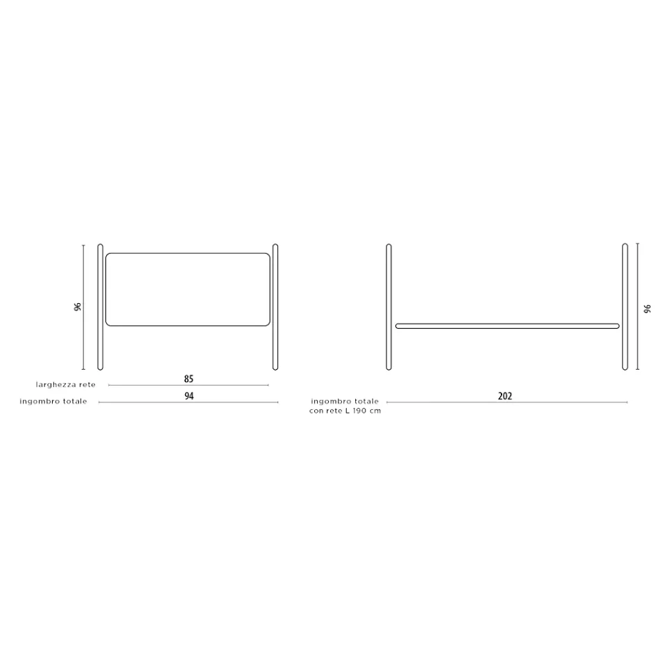 Einzelbett mit koordinierter Eisenstruktur, hergestellt in Italien – Lillo Viadurini