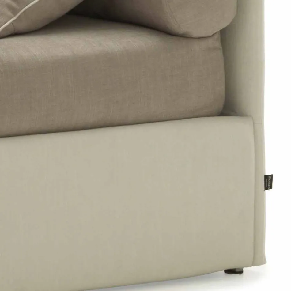 Einzelbett mit Kopfteil, Eisen- und Holzstruktur Line by Bolzan Viadurini