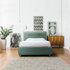 Gepolstertes Einzelbett mit optionalem Stauraum, hergestellt in Italien – Akira Viadurini