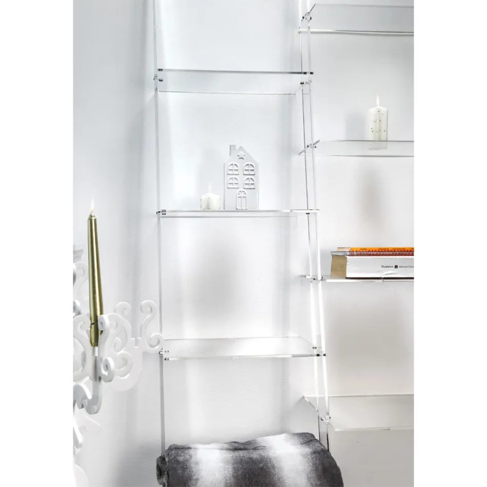 Wand-Bücherregal in transparentem Plexiglas-Design für bis zu 4 Elemente - Trezza Viadurini