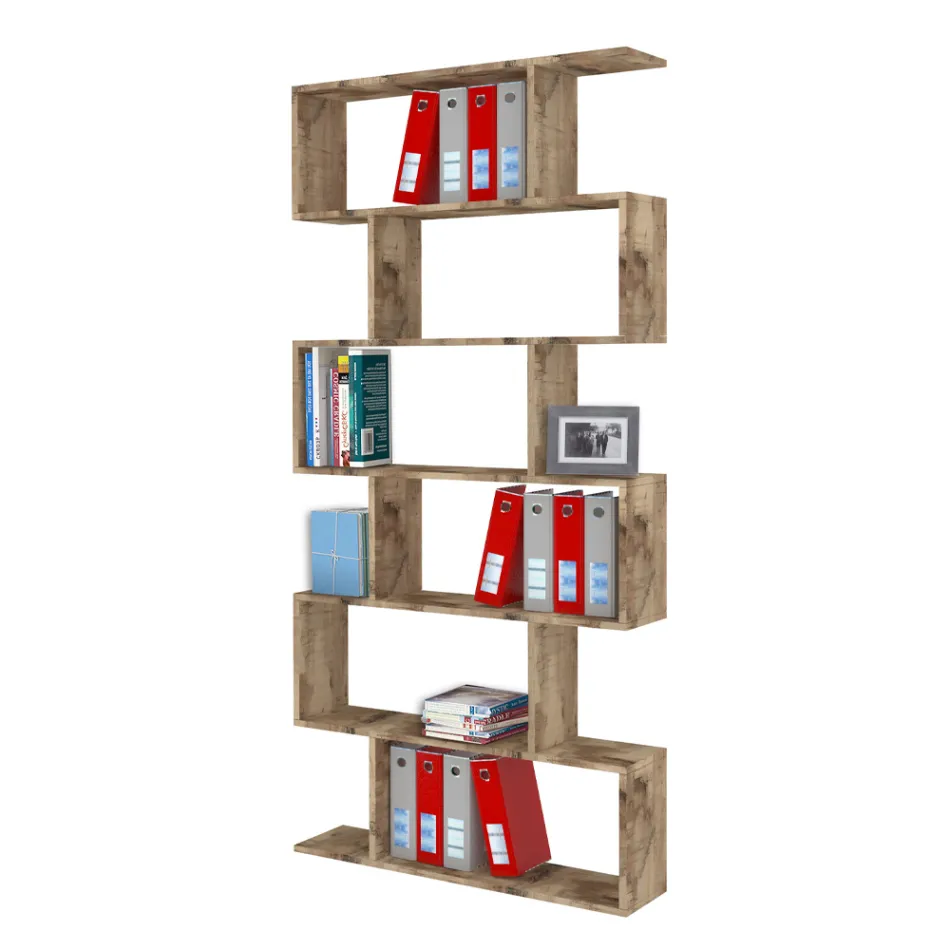 Vertikales Design-Wand-Bücherregal Wohnzimmer aus Holz 3 Ausführungen - Minetta Viadurini
