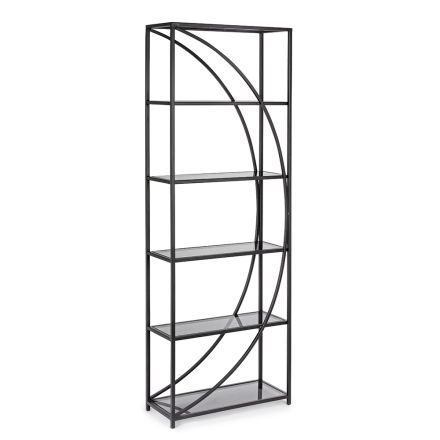 Hohes Bücherregal aus Stahl und 5 Glasböden Elegantes Design - Noralea Viadurini