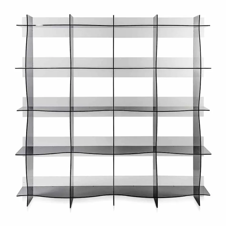 Freistehender Bücherschrank / moderne Designwand Pam Fumé, made in Italy Viadurini