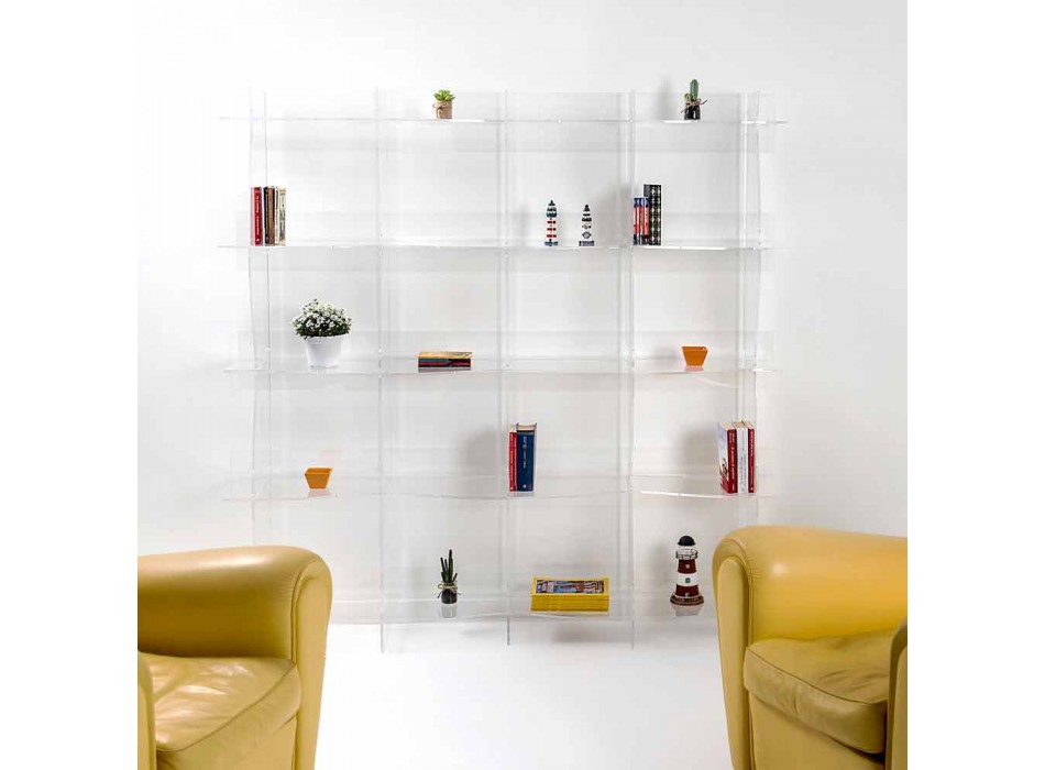 Freistehender Bücherschrank / wandmontiertes modernes Design Pam transparent Viadurini