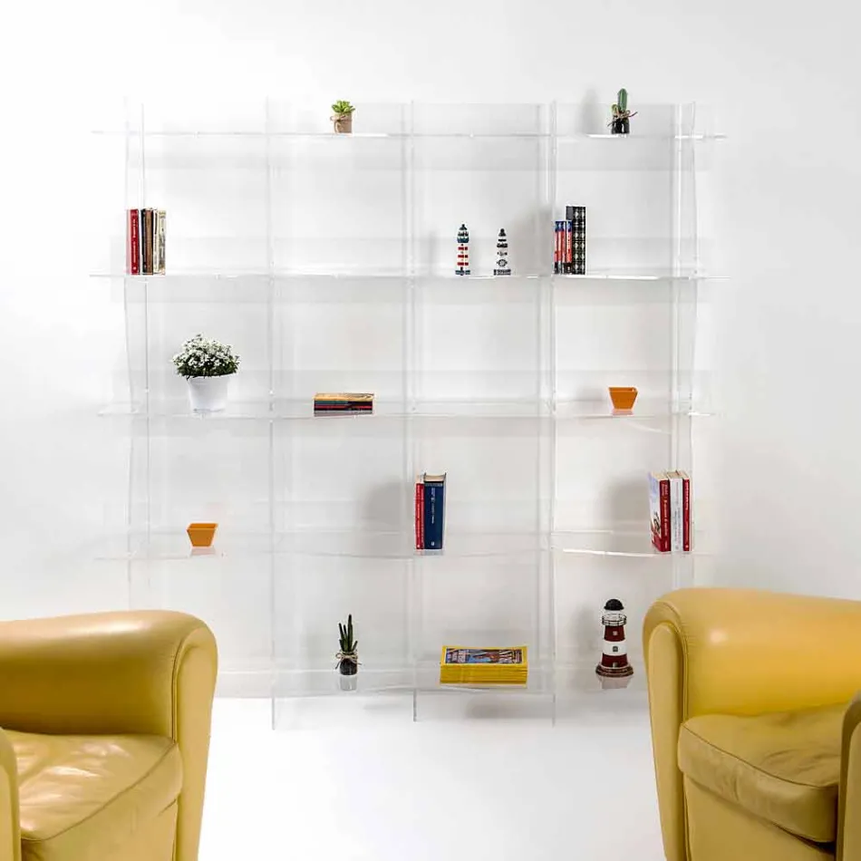 Freistehender Bücherschrank / wandmontiertes modernes Design Pam transparent Viadurini