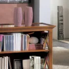 Niedriges Bücherregal mit Holzstruktur und offenen Fächern, hergestellt in Italien – Fauno Viadurini