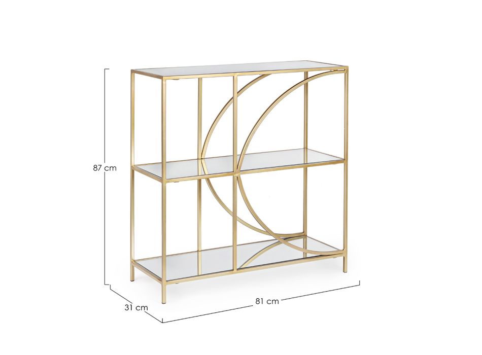 Niedriges Bücherregal aus Stahl und 3 Glasböden Elegantes Design - Noralea Viadurini