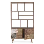 Bücherregal für Wohnzimmer aus Mangoholz und recycelten Homemotion-Türen - Auriel Viadurini