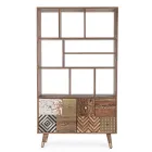 Bücherregal für Wohnzimmer aus Mangoholz und recycelten Homemotion-Türen - Auriel Viadurini