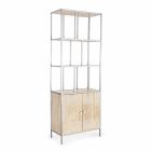 Boden Bücherregal mit Struktur aus verchromtem Stahl und Holz Homemotion - Madiz Viadurini