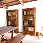 Klassisches Design Boden Bücherregal aus massivem Akazienholz Homemotion - Umami Viadurini