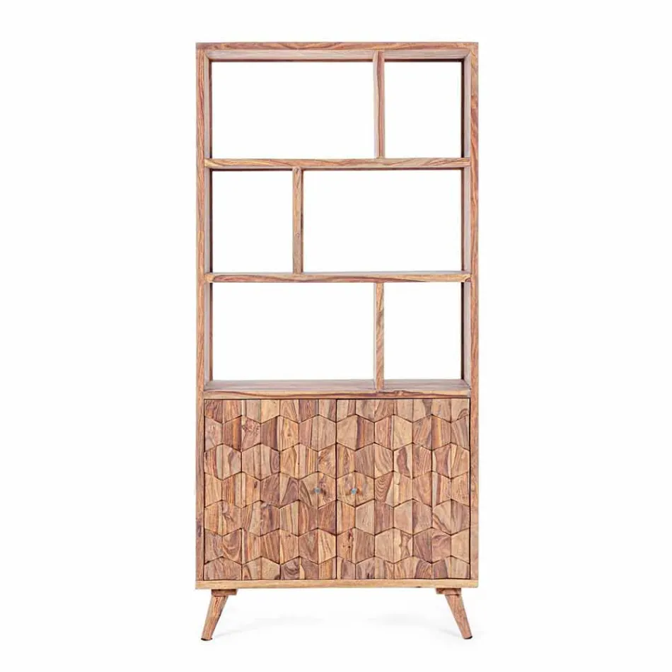 Vintage Design Boden Bücherregal in Holz und Stahl Homemotion - Ventador Viadurini