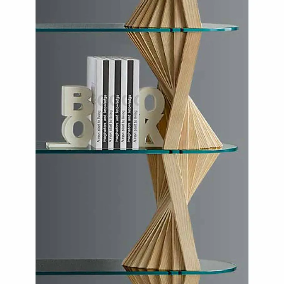 Design Floor Bücherregal aus Glas und Eschenholz Made in Italy - Aspide Viadurini