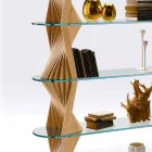 Design Floor Bücherregal aus Glas und Eschenholz Made in Italy - Aspide Viadurini