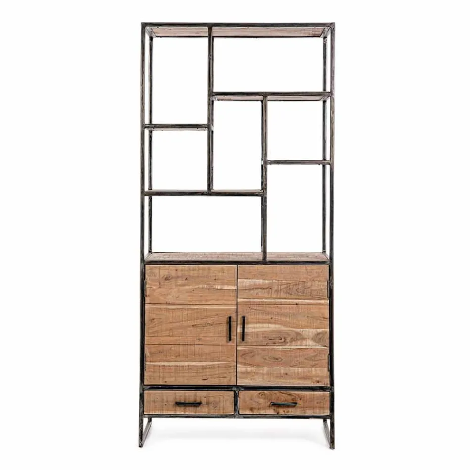 Homemotion Boden Bücherregal aus lackiertem Stahl mit Holzregalen - Zompo Viadurini