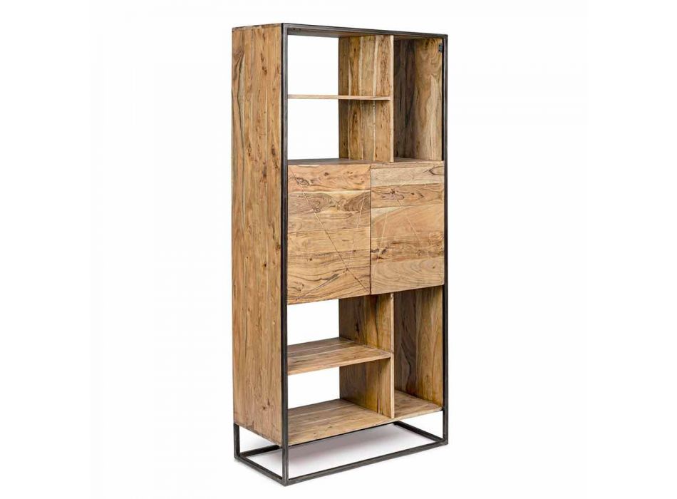 Homemotion - Goliath Floor Bücherregal aus Akazienholz und lackiertem Stahl Viadurini