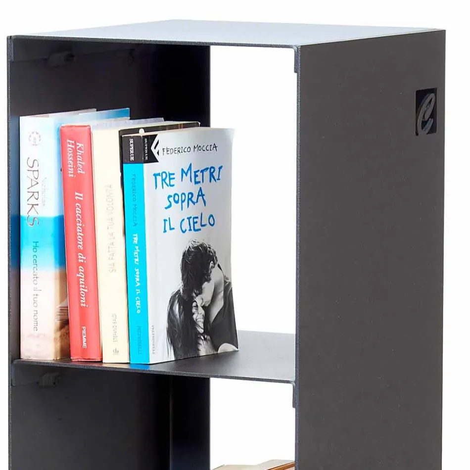 Schwarzes, rotes, weißes oder graues Eisen Modernes Boden Bücherregal Made in Italy - Pls Viadurini